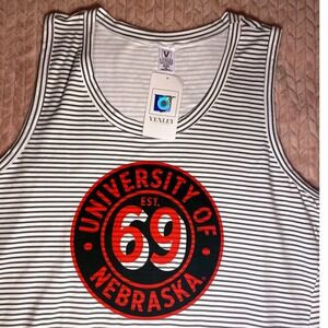 VENLEY University of Nebraska Striped Tank Top XL Cornhuskers NWT stretch casual